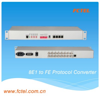 Lowest Price ,8E1 to FE interface converter , ethernet to e1 converter